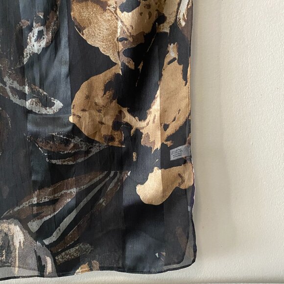 TanJay Black Neutrals Dark Autumnal Floral Lightweight Scarf - Picture 6 of 10